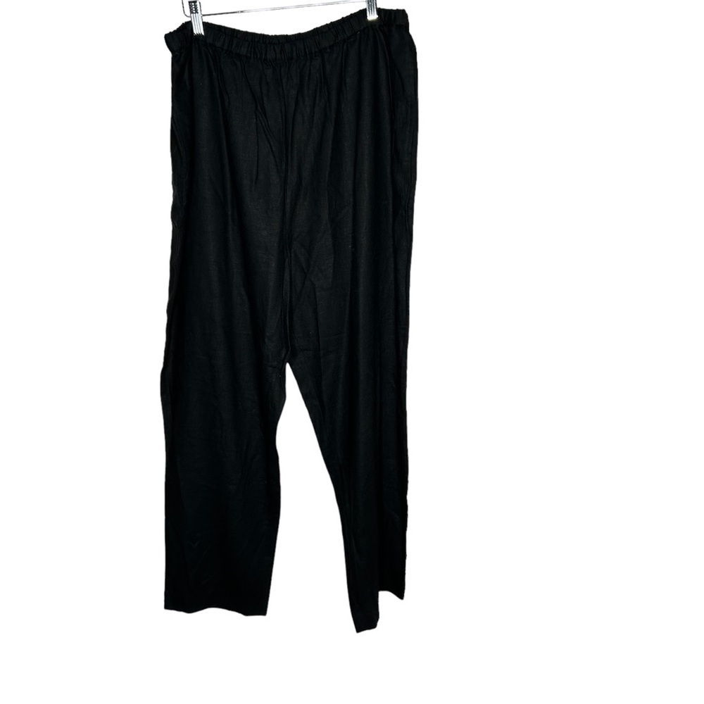 Susan Graver Women’s Linen Blend 2 Piece Set Blouse Pants 1X Black Embroidered - Picture 7 of 9